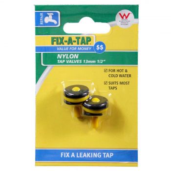 Fix-A-Tap Nylon Tap Valve 2 Pack 13mm 1/2 Inch 208125 Economy Hot Cold Water