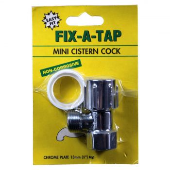 Fix-A-Tap Mini Tap Cistern Cock 13mm 1/2 Inch Non Corrosive Chrome Plated 218223