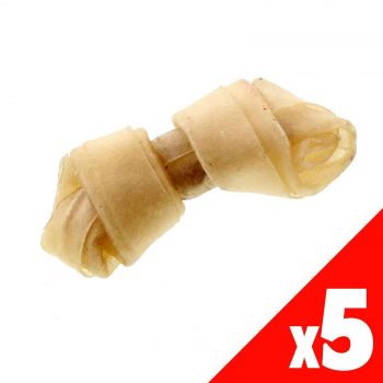 Natural Rawhide Knot Bone 2.5" - 3" Dog Treat K9 PK5