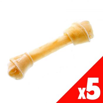 Natural Rawhide Knot Bone 6.5 Inch Dog Treat K9 PK5