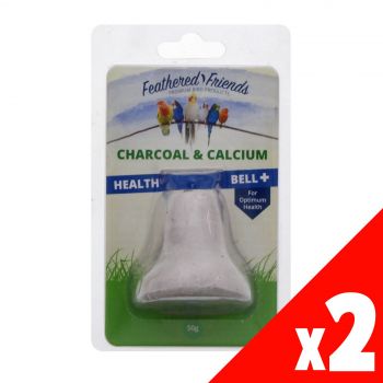Feathered Friends Charcoal Calcium Bell 50g x 2 Bird Treat Health Bar Premium