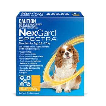 Nexgard Spectra Parasite Treatment For Dogs 3.6 - 7.5kg 6 Pack