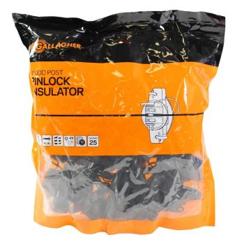Gallagher Wood Post Pinlock Insulator G68704 Electric Fence Bag of 25