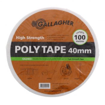 Gallagher G62403 Poly Tape 40mm x 100m UV Stabilised Electric Fencing