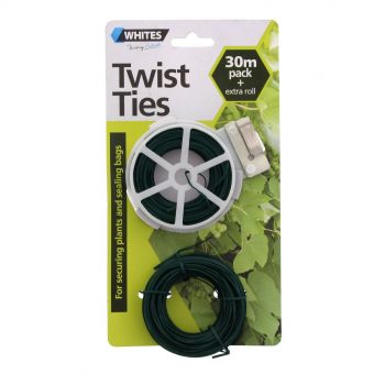 Wire Twist Tie PVC 30m 2 Pack Whites Wires Plastic Coated Secure Plants General
