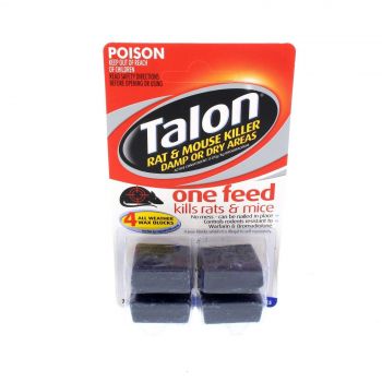 Talon Rodenticide Wax Block Kills With One Feed Dry or Damp Areas Selleys 72g