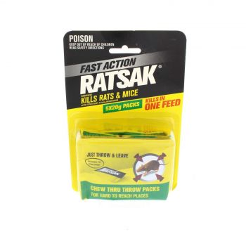 Ratsak 1 Shot Sachets Mouse Just Throw and Leave Chew Threw Packets Yates 5x20g
