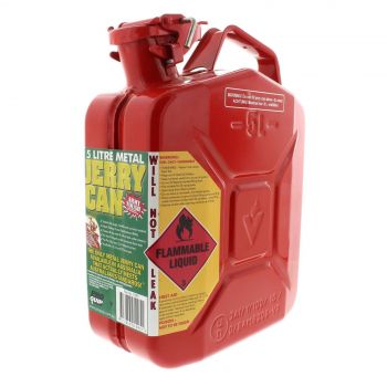 Proquip Jerry Can Red Metal Fuel Petrol 5L Army Tough Aust/NZ Standard 2906:2001