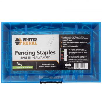 Barbed Staples 40 x 4mm 3kg Fence Whites Wires Secure Razor Sharp Galvanised