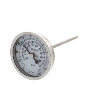6 Inch Thermometer -10C to 100C (0 to 220F) Stainless Steel Multipurpose Fitting
