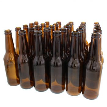 Amber Glass Stubbie Beer Bottle 330ml Crown Finish Box of 30 Home Brew