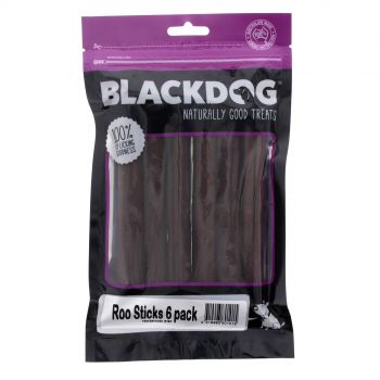 Roo Sticks 6 Pack BlackDog Dog Treat Individually Wrapped Fresh Puppy Natural
