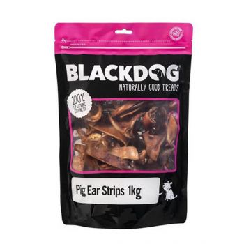 Pig Ear Strips 1Kg Blackdog