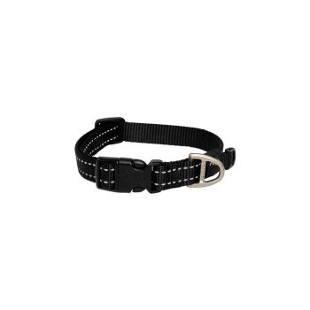 Rogz Utility Snake Dog Collar For Medium Dogs Black Reflective Safety Nylon