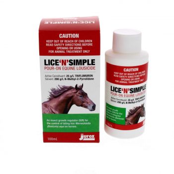 Jurox Lice n Simple Pour On Lousicide Horse Equine Health 100ml