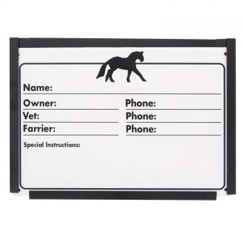 Stable Door Plate with Holder Zilco Horse Equine Screw On Black Border Plate