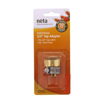 Neta Brass Nut &amp; Tail 3/4 Inch Tap Adaptor For 12mm Hose Garden Water Fitting
