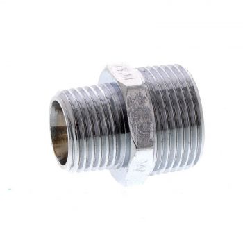 Hex Nipple Reducing Chrome Plated Brass Fitting 3/4 x 1/2 Inch Plumbing Water