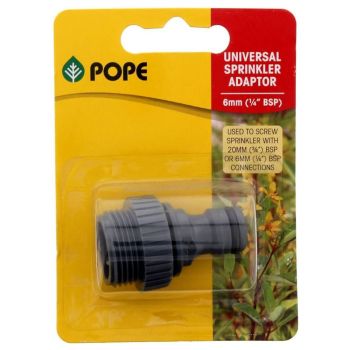 Pope Sprinkler Adaptor 20mm (3/4 Inch) or 6mm (1/4 Inch BSP) Connections Garden
