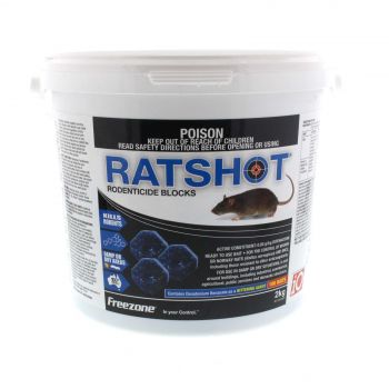 Rat Shot Rat &amp; Mouse Bait Blue Ratshot Block Damp or Dry Difenacoum Freezone 2kg