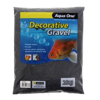 Aquarium Decorative Gravel Black Silica 1mm 2kg Fish Tank 10288 Aqua One Pebbles