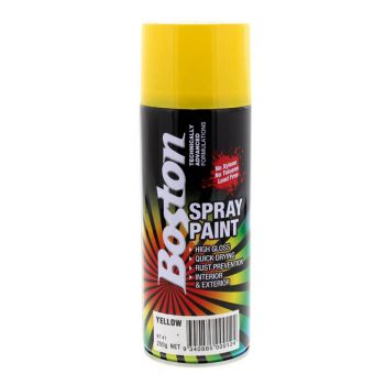 Yellow Spray Paint Can 250g Boston Quick Drying Rust Prevention Protection