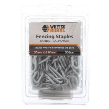 Barbed Staples 30 x 4mm 500g Fence Whites Wires Razor Sharp Galvanised Strong