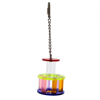 Parrot Toy Acrylic Hollow Pipe With Round Wheel Interactive Bird Toy Ornament