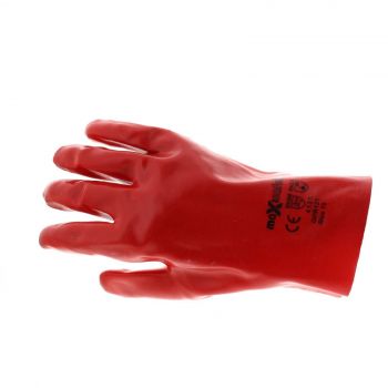 Red PVC Chemical Gloves 27cm Pair Safety Dipped Oil Resistant One Size Fits All