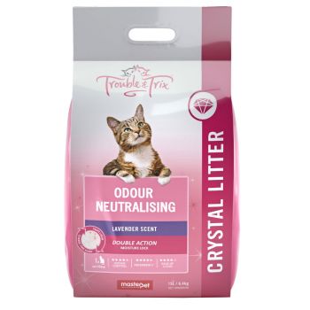 TROUBLE & TRIX Anti Bacterial Crystal Cat Litter - Lavender Scented 15Lt