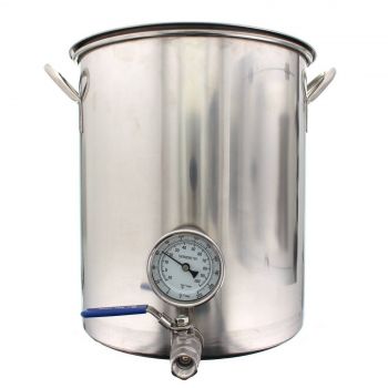 Polished Stainless Stock Pot With Gallon Markings 30 Litre Steel TriClad Bottom