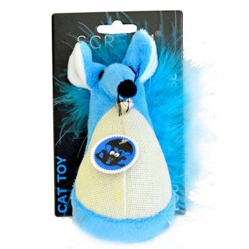Scream Fatty Mouse Cat Toy Loud Blue