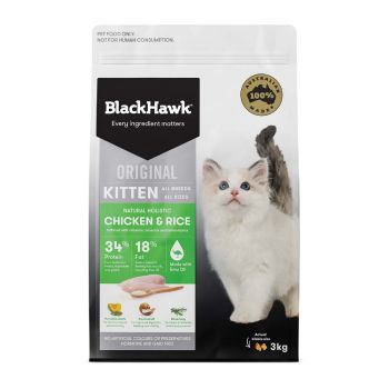 Black Hawk Holistic Kitten Chicken & Rice 3kg Holistic Australian Made Premium