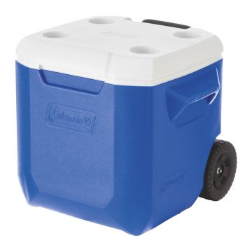 Coleman Cooler Wheeled Blue 42L Insulated Rust Resistant Retractable Handle