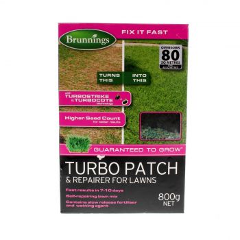 Lawn Repair Turbo Patch 800g Fast Results 7 Day Contain Fertiliser Wetting Agent