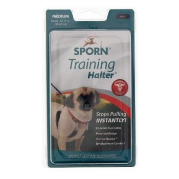 Sporn Training Halter Black Medium Dog Puppy Safe Nylon Webbing Stops Pulling