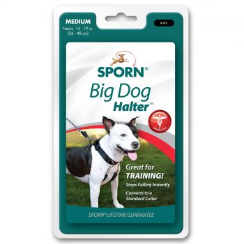Sporn Big Dog Halter Black Medium Lifetime Durability Stops Pulling Premium
