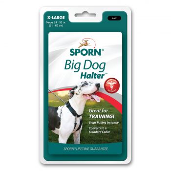 Sporn Big Dog Halter Black X-Large Lifetime Durability Stops Pulling Premium