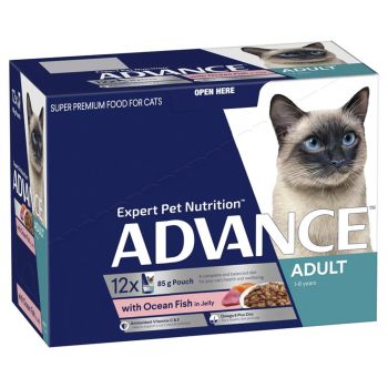 Advance Cat Food Ocean Fish In Jelly Box Of 12 X 85g Premium Pet Food Nutrition