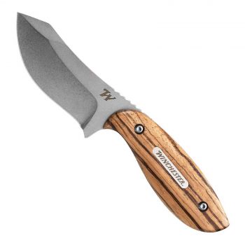 Winchester Barrens Fixed Blade Knife Camping Snap Close Zebra Wood Handle