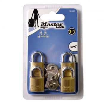 Master Lock Padlock Brass Essential Value 30mm 4 Pack Lock Security Protection