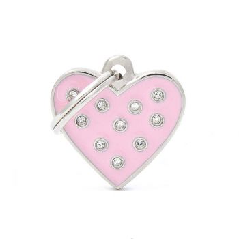 My Family Dog Tag Chic Heart Pink