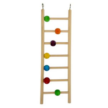 Avi One Bird Toy Wooden Ladder 7 Rung with Beads