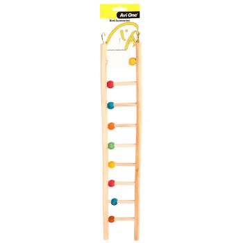 Avi One Bird Toy Wooden Ladder 9 Rung with Beads