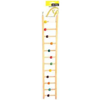 Avi One Bird Toy Wooden Ladder 12 Rung with Beads