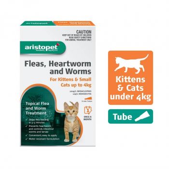 Aristopet Flea Heartworm & Worm Kitten & Small Cat Up To 4kg - 6 Pack