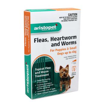 Aristopet Flea Heartworm & Worm Puppy & Small Dog Up To 4kg - 6 Pack