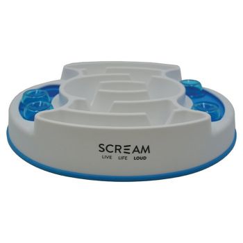 Dog Bowl Scream Slow Feed Puzzle Loud Blue 27Cm