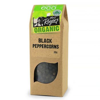 Mrs Rogers Organic Black Peppercorns 25G