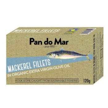 Pan Do Mar Mackerel Fillets Organic Olive Oil 120G